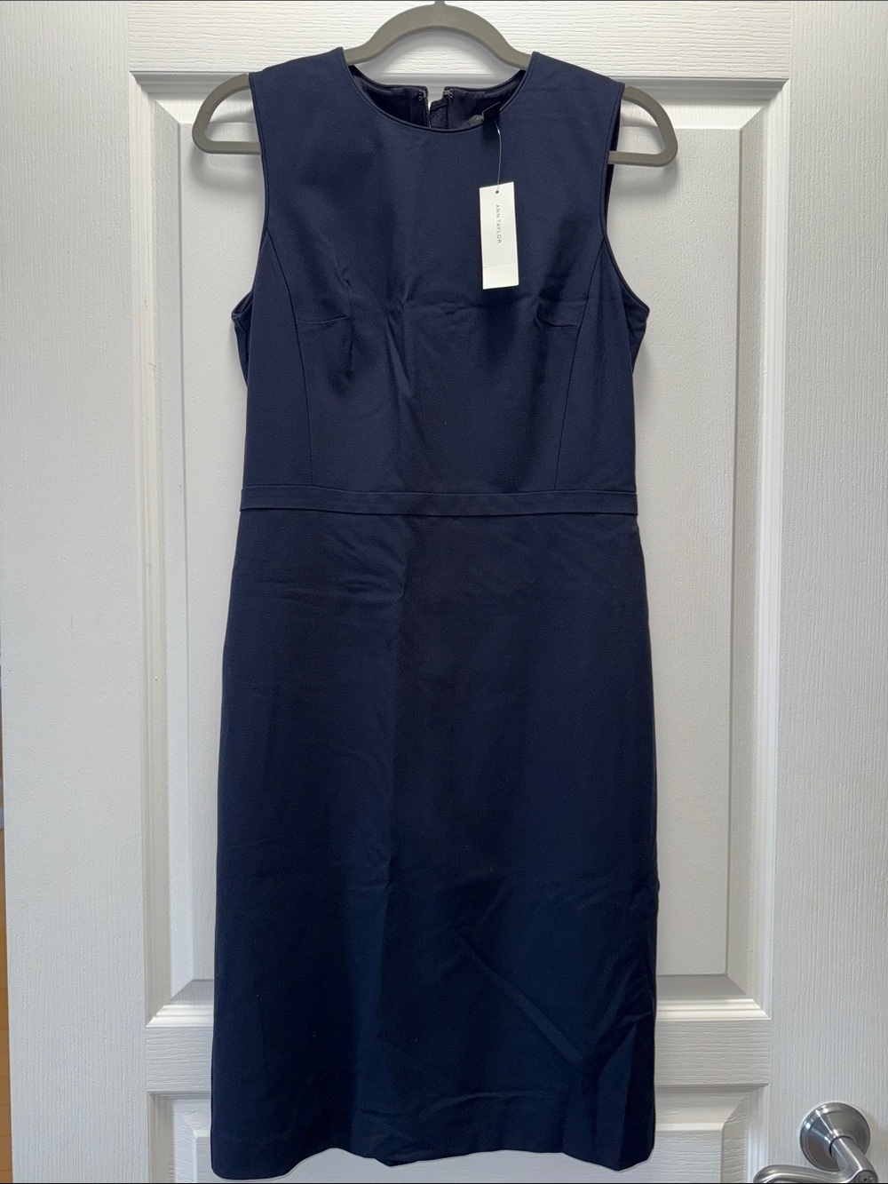 Ann Taylor Navy Sleeveless Midi Sheath Dress